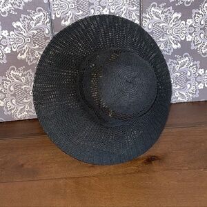 Black Cotton Blend Rounded Brim Summertime Hat